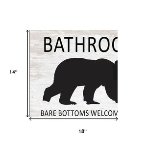 HomeRoots Set of Two Whimsical Bear Bottoms Framed Wall Art - Playful "Welcome Here" Decor for Bathrooms 568657