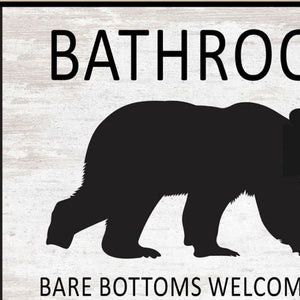 HomeRoots Set of Two Whimsical Bear Bottoms Framed Wall Art - Playful "Welcome Here" Decor for Bathrooms 568657