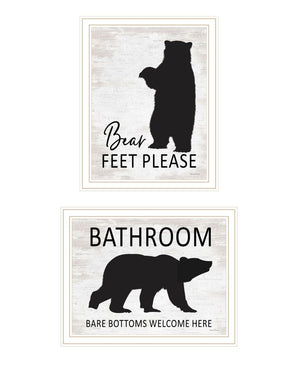 HomeRoots Set of Two Bear Bottoms Framed Bathroom Wall Art - Whimsical Prints for Modern Farmhouse Decor 568658