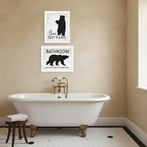 HomeRoots Set of Two Bear Bottoms Framed Bathroom Wall Art - Whimsical Prints for Modern Farmhouse Decor 568658