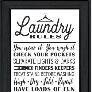 HomeRoots Set Of Two Stylish Laundry Rules & Schedules Wall Art in Black Frames for Modern Spaces 568659