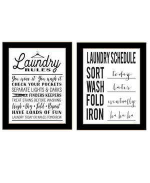 HomeRoots Set of Two Stylish Framed Laundry Room Prints - Chic Wall Art for Organization & Decor Enhancement 568660