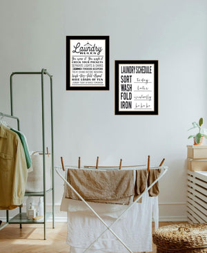 HomeRoots Set of Two Stylish Framed Laundry Room Prints - Chic Wall Art for Organization & Decor Enhancement 568660