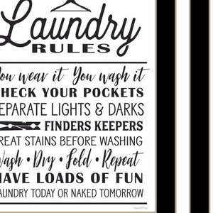HomeRoots Set of Two Stylish Framed Laundry Room Prints - Chic Wall Art for Organization & Decor Enhancement 568660