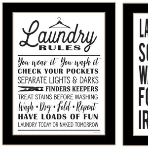 HomeRoots Set of Two Stylish Framed Laundry Room Prints - Chic Wall Art for Organization & Decor Enhancement 568660