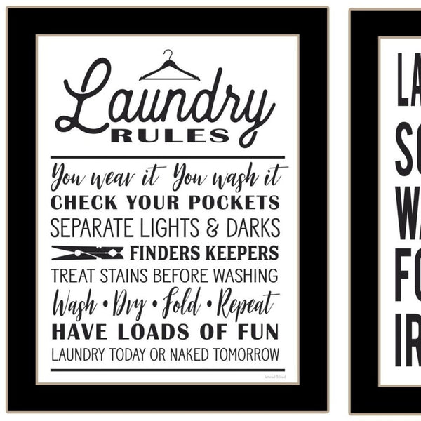 HomeRoots Set of Two Stylish Framed Laundry Room Prints - Chic Wall Art for Organization & Decor Enhancement 568660