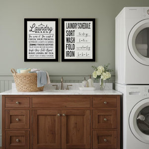 HomeRoots Set of Two Stylish Framed Laundry Room Prints - Chic Wall Art for Organization & Decor Enhancement 568660