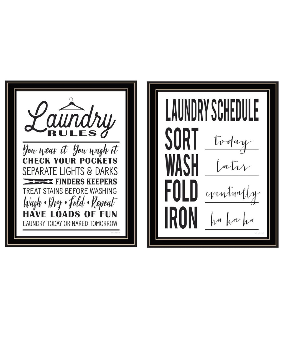 HomeRoots Set of Two Framed Laundry Wall Art Prints - Stylish Home Decor for a Fresh Laundry Room Makeover 568661