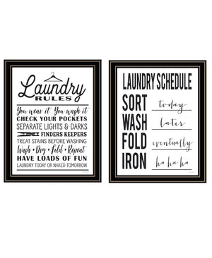 HomeRoots Set of Two Framed Laundry Wall Art Prints - Stylish Home Decor for a Fresh Laundry Room Makeover 568661