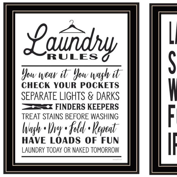 HomeRoots Set of Two Framed Laundry Wall Art Prints - Stylish Home Decor for a Fresh Laundry Room Makeover 568661