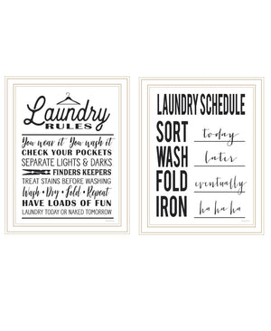 HomeRoots Set of Two Laundry Rules & Schedule Framed Wall Art - Stylish Decor for Organized Spaces 568662