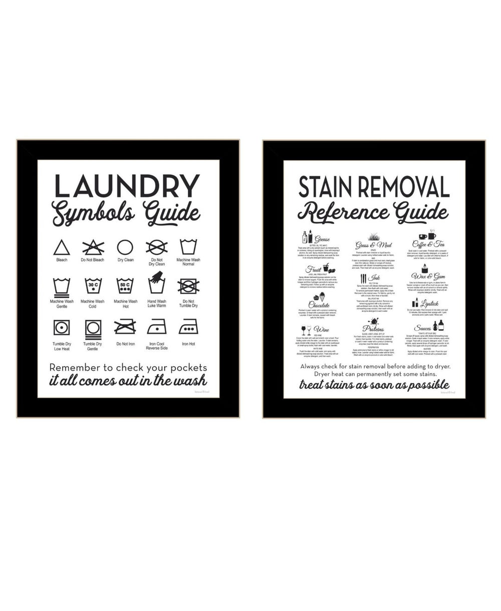 HomeRoots Set of Two Stylish Laundry Wall Art Prints in Black Frames - Vibrant Décor for Utility Spaces 568663