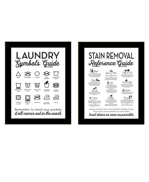 HomeRoots Set of Two Stylish Laundry Wall Art Prints in Black Frames - Vibrant Décor for Utility Spaces 568663