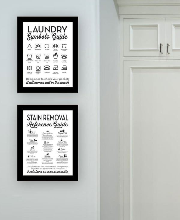 HomeRoots Set of Two Stylish Laundry Wall Art Prints in Black Frames - Vibrant Décor for Utility Spaces 568663