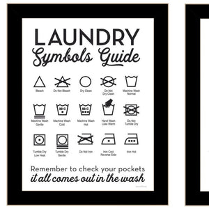 HomeRoots Set of Two Stylish Laundry Wall Art Prints in Black Frames - Vibrant Décor for Utility Spaces 568663