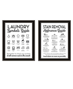 HomeRoots Set of Two Stylish Laundry and Stain Removal Art Prints in Black Frames for Charming Decor 568664