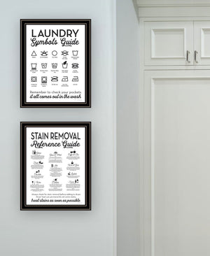 HomeRoots Set of Two Stylish Laundry and Stain Removal Art Prints in Black Frames for Charming Decor 568664