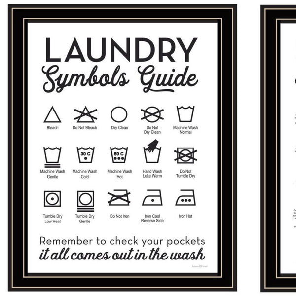 HomeRoots Set of Two Stylish Laundry and Stain Removal Art Prints in Black Frames for Charming Decor 568664
