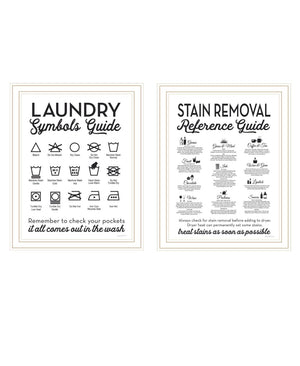 HomeRoots Set of Two Framed Laundry Art Prints - Stylish Stain Removal Guide for a Chic Utility Space Decor 568665