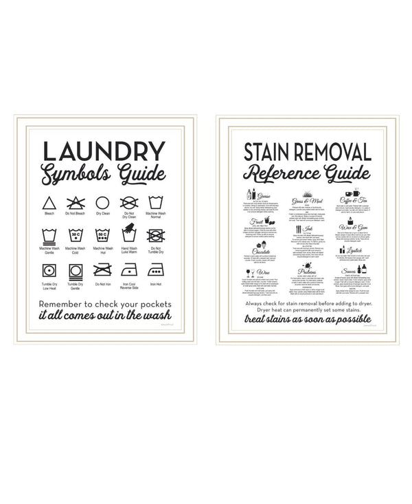 HomeRoots Set of Two Framed Laundry Art Prints - Stylish Stain Removal Guide for a Chic Utility Space Decor 568665