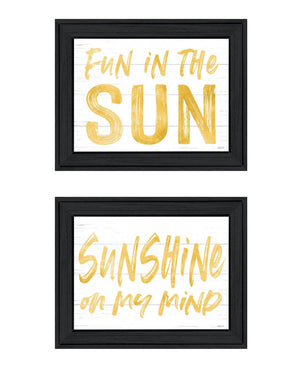 HomeRoots Set of Two Stylish Black Framed Wall Art Prints – Brighten Your Space with Fun, Sun-Inspired Decor! 568666