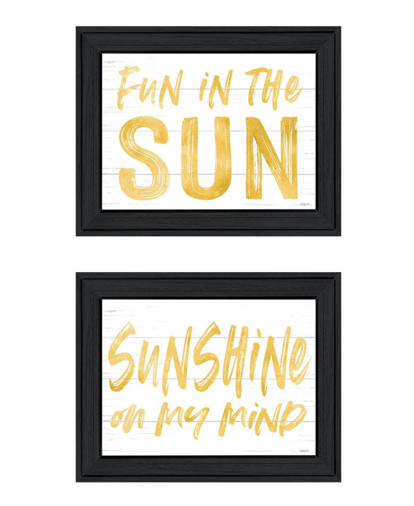 HomeRoots Set of Two Stylish Black Framed Wall Art Prints – Brighten Your Space with Fun, Sun-Inspired Decor! 568666