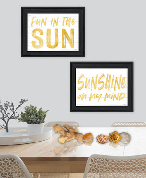 HomeRoots Set of Two Stylish Black Framed Wall Art Prints – Brighten Your Space with Fun, Sun-Inspired Decor! 568666