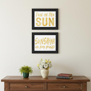 HomeRoots Set of Two Stylish Black Framed Wall Art Prints – Brighten Your Space with Fun, Sun-Inspired Decor! 568666