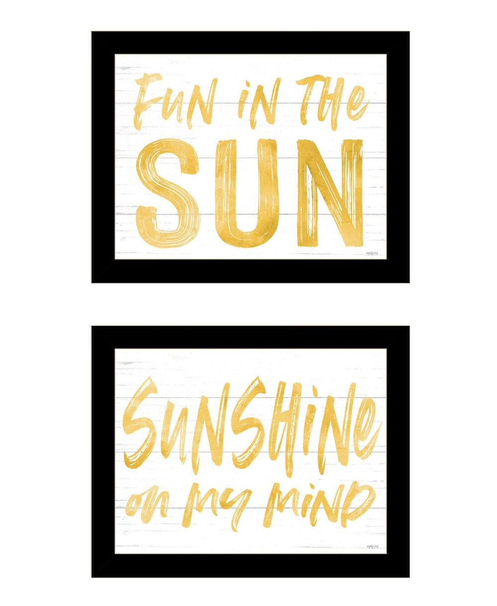 HomeRoots Set of Two Vibrant Fun in the Sun Wall Art Prints - Black Framed Decor for Any Room's Focal Point 568667