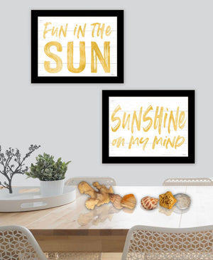 HomeRoots Set of Two Vibrant Fun in the Sun Wall Art Prints - Black Framed Decor for Any Room's Focal Point 568667