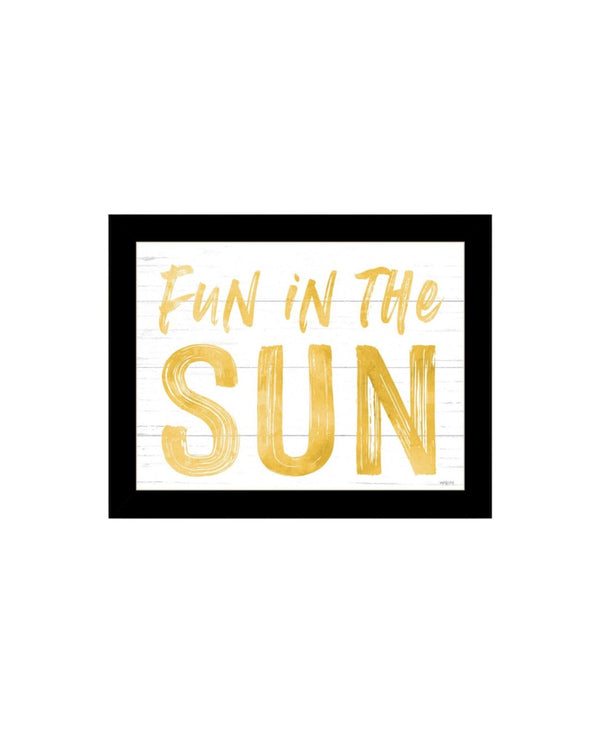 HomeRoots Set of Two Vibrant Fun in the Sun Wall Art Prints - Black Framed Decor for Any Room's Focal Point 568667