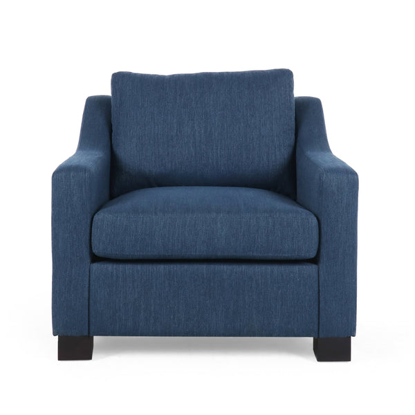 English Elm Christopher Knight Home® - Upholstered Navy Blue Club Chair with Plush Polyester Fabric, Sloped Arms & Birch Legs — Luxe Comfort N758P268286B