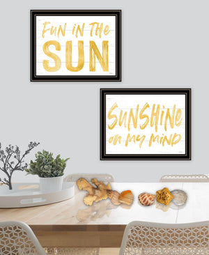 HomeRoots Set of Two Framed Wall Art Prints - "Sunshine on My Mind" - Chic Décor for a Bright Home Upgrade 568668