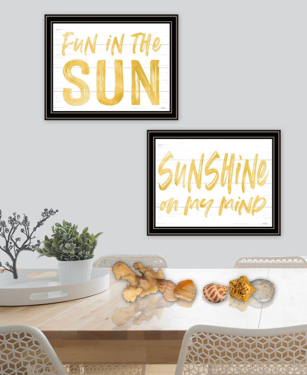 HomeRoots Set of Two Framed Wall Art Prints - "Sunshine on My Mind" - Chic Décor for a Bright Home Upgrade 568668