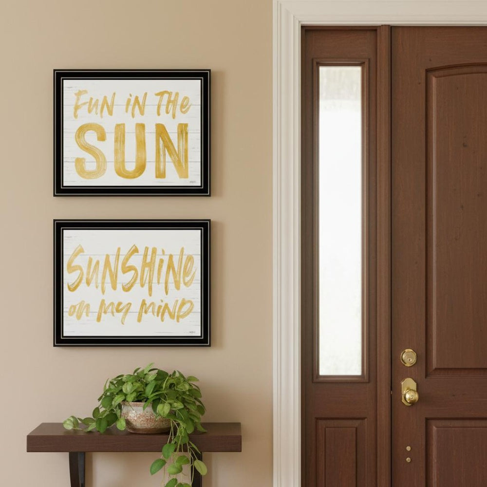 HomeRoots Set of Two Framed Wall Art Prints - "Sunshine on My Mind" - Chic Décor for a Bright Home Upgrade 568668