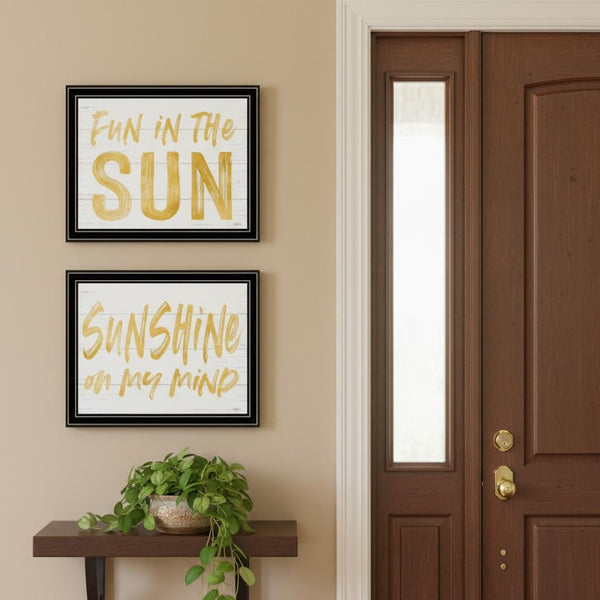 HomeRoots Set of Two Framed Wall Art Prints - "Sunshine on My Mind" - Chic Décor for a Bright Home Upgrade 568668