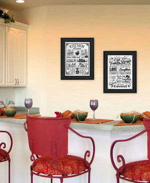 HomeRoots Set of Two Framed Kitchen Rules & Recipes Wall Art – Charming Black Decor for Your Home! 568670