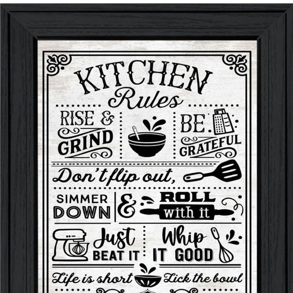 HomeRoots Set of Two Framed Kitchen Rules & Recipes Wall Art – Charming Black Decor for Your Home! 568670