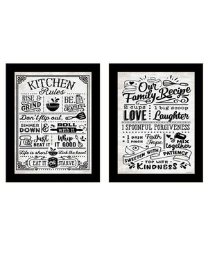 HomeRoots Set of Two Framed Kitchen Rules and Recipe Art Prints - Modern Farmhouse Wall Decor for Home 568671