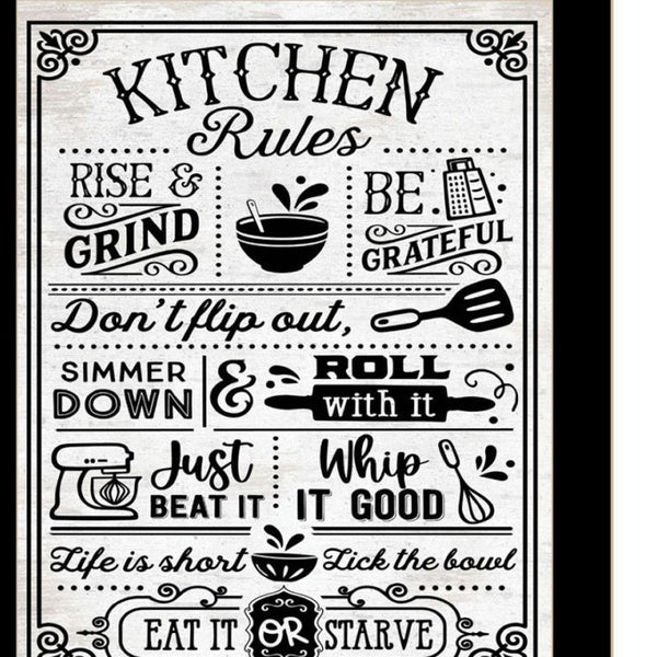 HomeRoots Set of Two Framed Kitchen Rules and Recipe Art Prints - Modern Farmhouse Wall Decor for Home 568671