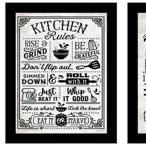 HomeRoots Set of Two Framed Kitchen Rules and Recipe Art Prints - Modern Farmhouse Wall Decor for Home 568671