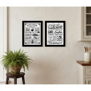 HomeRoots Set of Two Framed Kitchen Rules and Recipe Art Prints - Modern Farmhouse Wall Decor for Home 568671