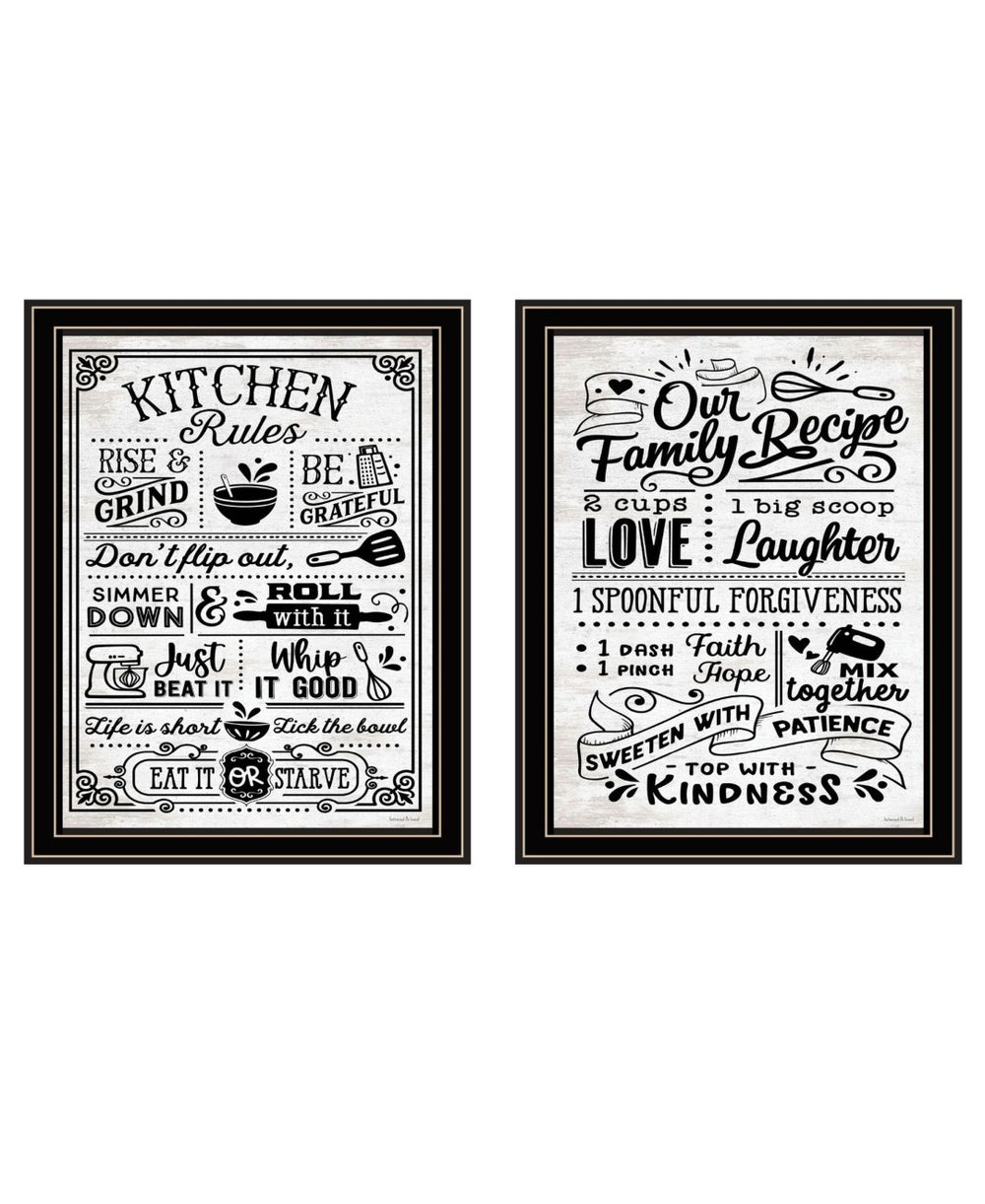 HomeRoots Set of Two Framed Kitchen Rules & Recipes Wall Art – Chic Black Decor for Dining Spaces 568672