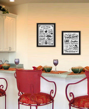 HomeRoots Set of Two Framed Kitchen Rules & Recipes Wall Art – Chic Black Decor for Dining Spaces 568672