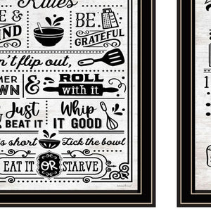 HomeRoots Set of Two Framed Kitchen Rules & Recipes Wall Art – Chic Black Decor for Dining Spaces 568672