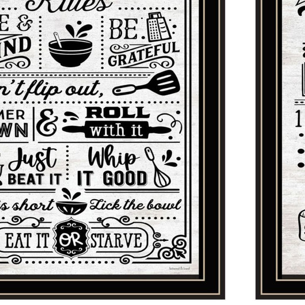HomeRoots Set of Two Framed Kitchen Rules & Recipes Wall Art – Chic Black Decor for Dining Spaces 568672
