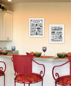 HomeRoots Set of Two Charming Family Kitchen Rules & Recipes Framed Art Prints - Stylish Wall Decor for Home 568673