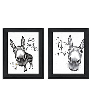 HomeRoots Set of Two Hello Sweet Cheeks! Framed Bathroom Wall Art – Playful Decor for a Chic Touch! 568674