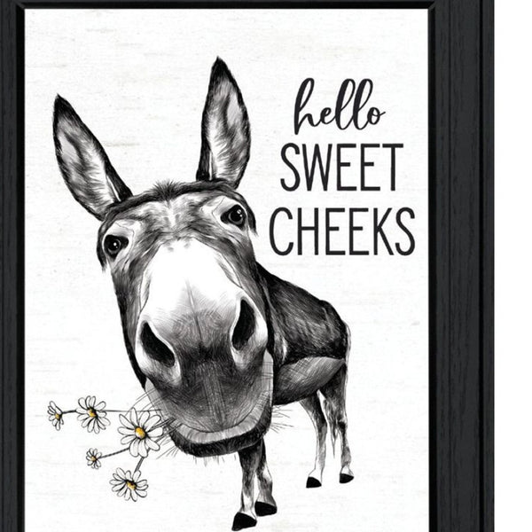 HomeRoots Set of Two Hello Sweet Cheeks! Framed Bathroom Wall Art – Playful Decor for a Chic Touch! 568674