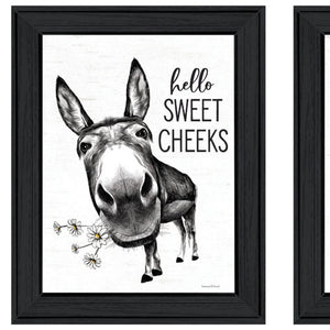 HomeRoots Set of Two Hello Sweet Cheeks! Framed Bathroom Wall Art – Playful Decor for a Chic Touch! 568674